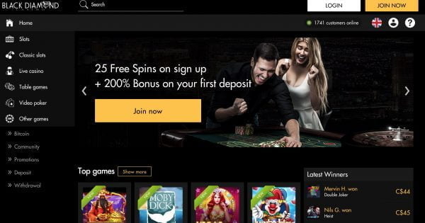 25 Free Spins At Black Diamond Casino No Deposit Bonus