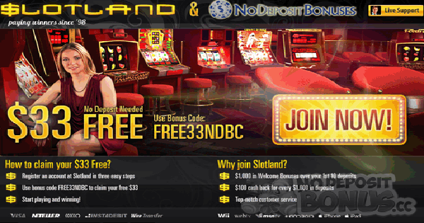 Slotland Casino No Deposit Bonus Codes