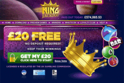 £20 + 200 spins – No Deposit Bonus at King Jackpot
