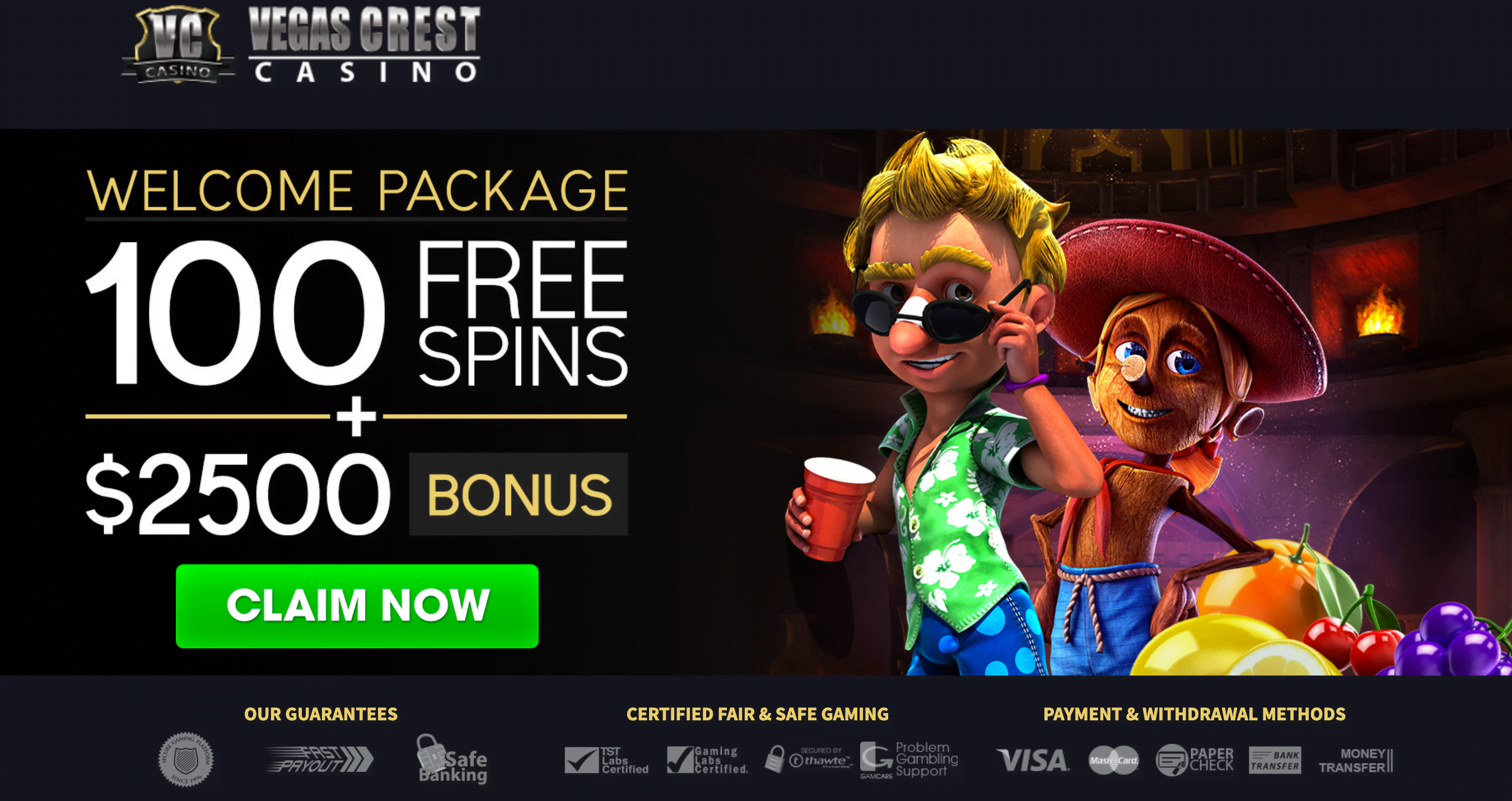 100 Free Spins at Vegas Crest Casino No Deposit Bonus No Deposit Bonus