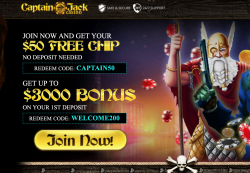 $50 No Deposit Bonus at Captain Jack Casino