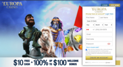 $/€10 No Deposit Bonus at Europa Casino