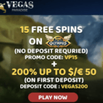 15 Free Spins at Vegas Paradise bonus code