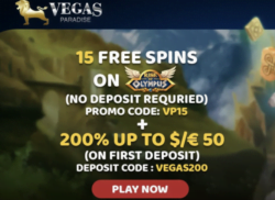 15 Free Spins at Vegas Paradise