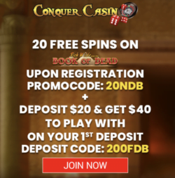 20 Free Spins at Conquer
