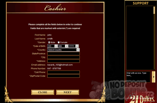 21dukes No Deposit Bonus