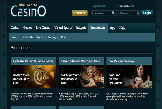 Calvin Casino No Deposit Bonus Codes