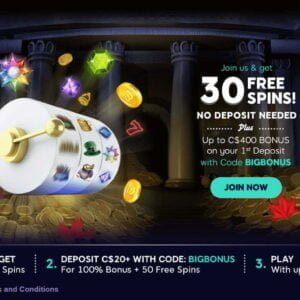 30 Free Spins at Wink Slots (Canada)