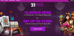 10 Free Spins at 21Prive