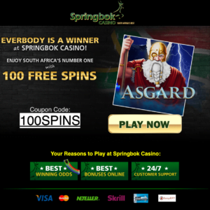 100 Free Spins at Springbok Casino
