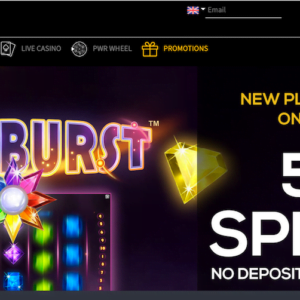 5 Free Spins at PWR.bet