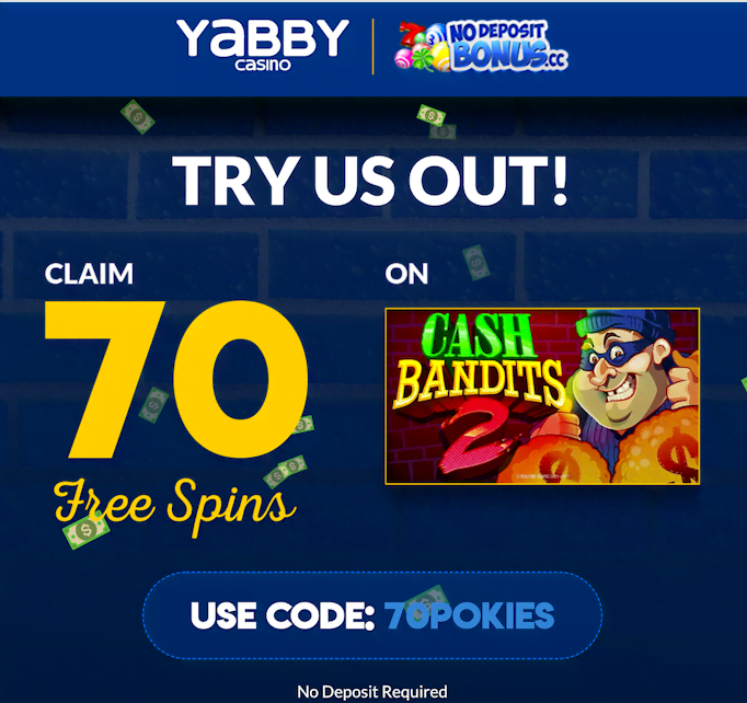 70 Free Spins on ‘Cash Bandits 2’ at Yabby Casino>