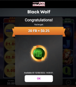 20 Free Spins at Spin Samurai