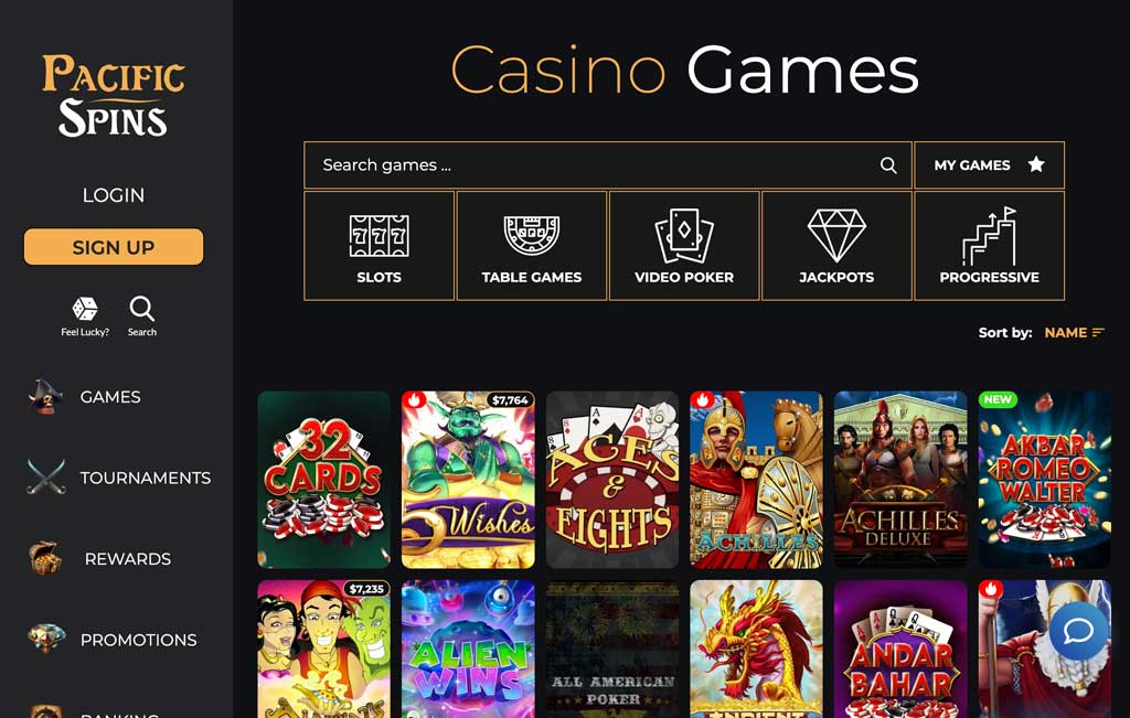 Pacific Spins Casino Lobby Review