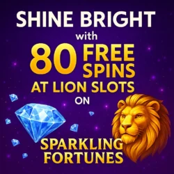 Shine Bright with 80 Free Spins at Lion Slots on Sparkling Fortunes