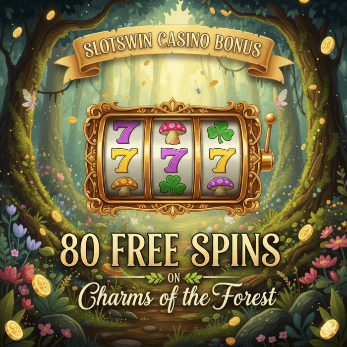 SlotsWin Casino Bonus: 80 Free Spins on Charms of the Forest