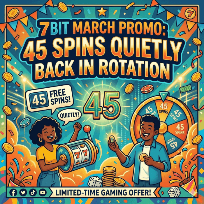 7bit March promo: 45 spins quietly back in rotation