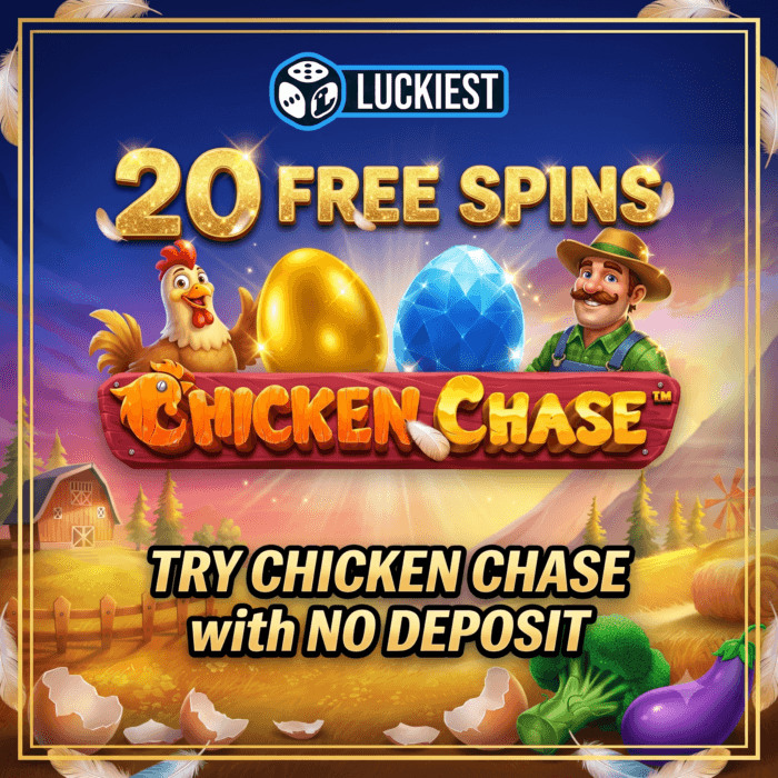 Luckiest 20 Free Spins: Try Chicken Chase with No Deposit
